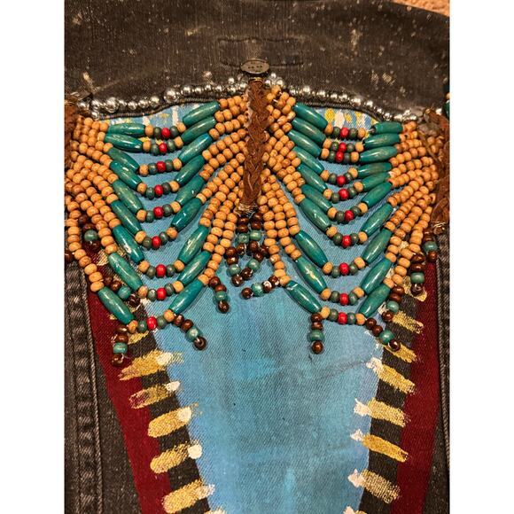 Levi’s Embellished Beaded Denim Jacket by Evelyn Taylor 1/1 jacket size small - Picture 8 of 13